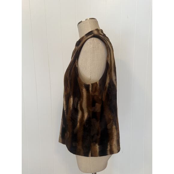 Jordan Vest Womens Large Faux Fur Animal Print Full Zip Soft Sleeveless Jacket - Picture 6 of 7